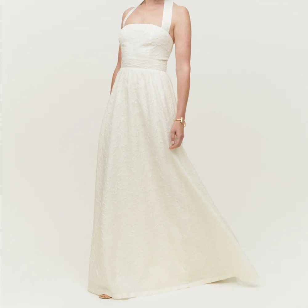 Reformation Edessa White Maxi Halter Dress